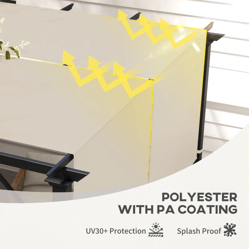 Outsunny Acoperiș pentru Foișor Pergolă 3x3 m din Poliester cu Buzunare și Curele, 488x122 cm, culoare Kaki