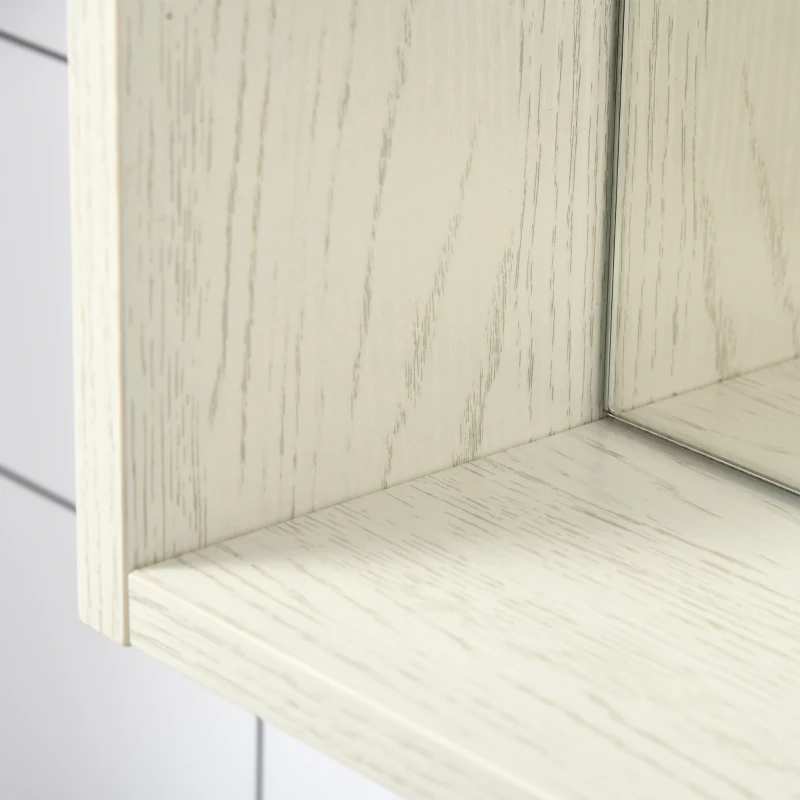 kleankin Armário de Casa de Banho com Espelho Móvel para Casa de Banho Estilo Moderno 63x15x65 cm Branco