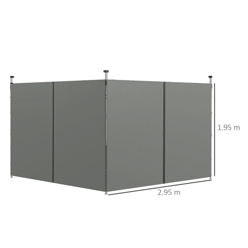 Outsunny Panouri Laterale pentru Foisor cu Usi cu Fermoar, pentru Foisoare Pliabile de 3x3(m) sau 3x6m, Gri Inchis