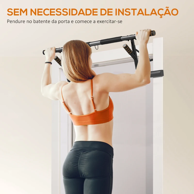SPORTNOW Barra de Elevação Multifuncional Barra de Elevação de Parede com Bandas Elásticos de Resistência 100x50x27 cm Preto e Laranja