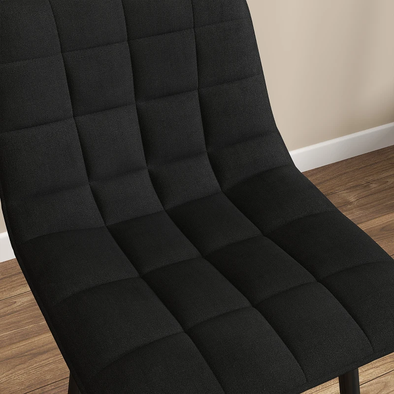 HOMCOM Set 2 Scaune cu Spătar și Suport pentru Picioare, Scaune cu Spătar din Material de Catifea, 45x47x84 cm, Negru