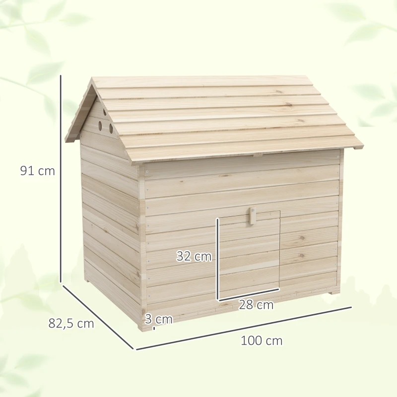 PawHut Eendenhuis met Opklapbaar Schuindak, Pluimveehuis met Verhoogde Bodem en Helling, Dennenhout, 100 x 82,5 x 91 cm(m-3)
