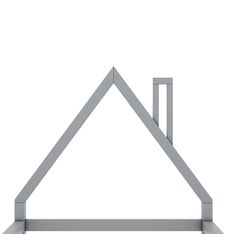 Letto Montessori a Forma di Casetta con Doghe in Legno, Letto per Cameretta per Bambini 4+ Anni, Senza Materasso, 90x200 cm, Grigio