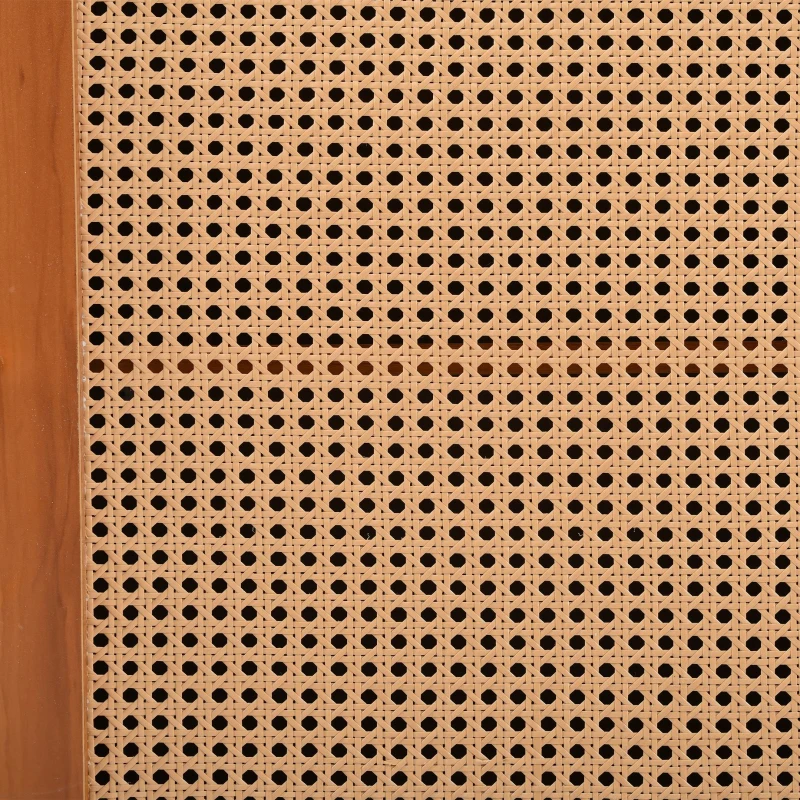 Multifunktionaler Bartisch mit Stauraum ausziehbar mit Rattangeflecht Türfronten und verstellbaren Ablagen für zuhause Braun