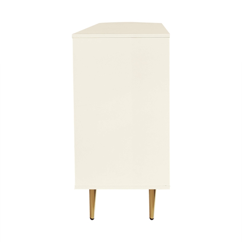 Buffet autoportant de rangement, avec Portes en Verre et Éclairages LED, 130×40×80 cm, Beige