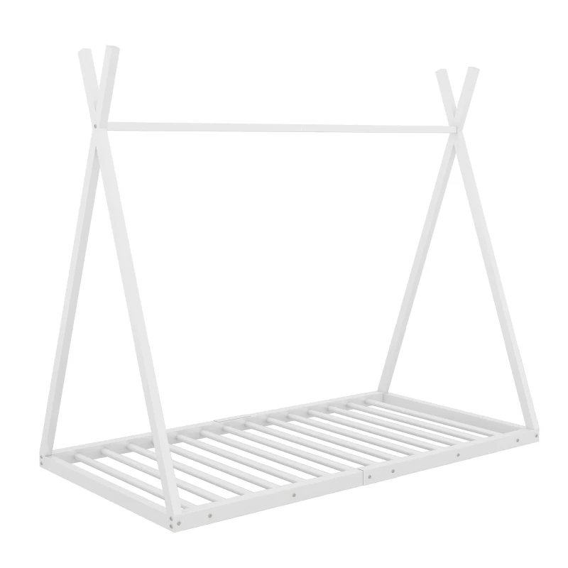 Letto per bambini con forma a triangolo, senza materasso，90×200 cm, Bianco