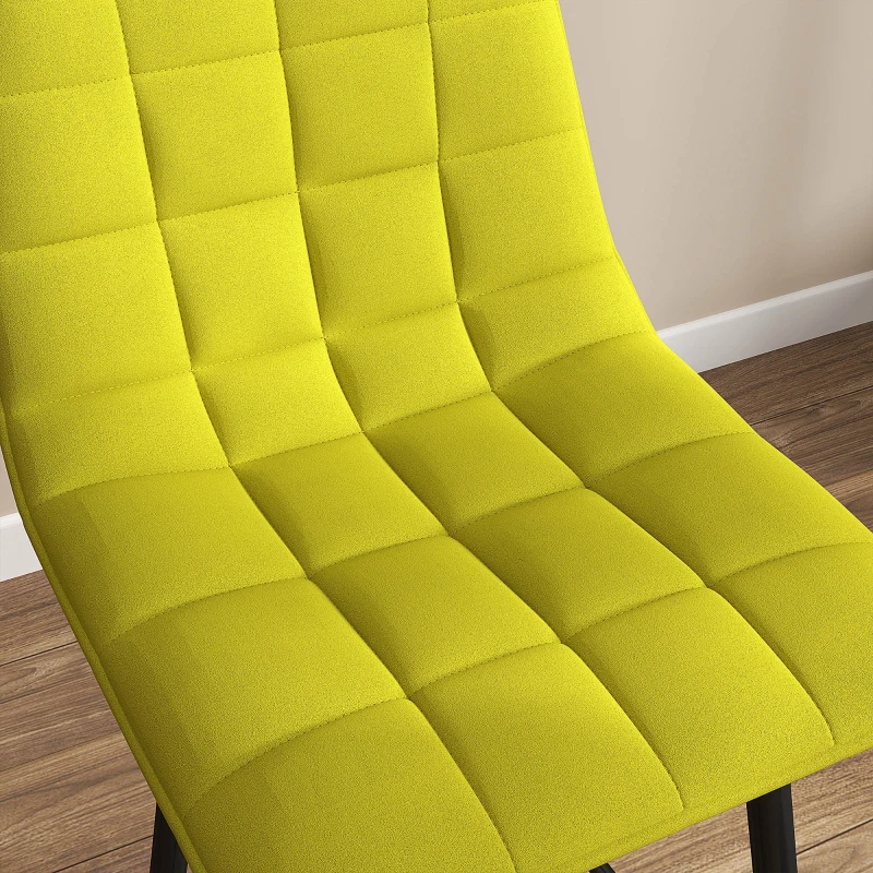 HOMCOM Set 2 Scaune cu Spătar și Suport pentru Picioare, Scaune cu Spătar din Material de Catifea, 45x47x84 cm, Galben