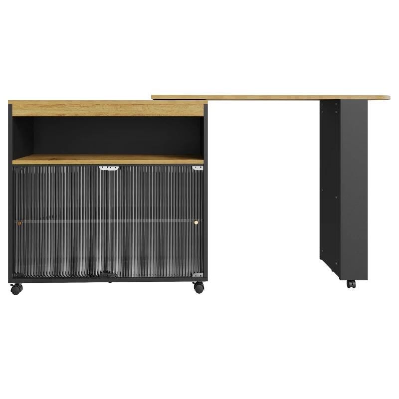 Bartisch ausziehbarer mit LED 138-204cm modern im Wohnbereich Schwarz