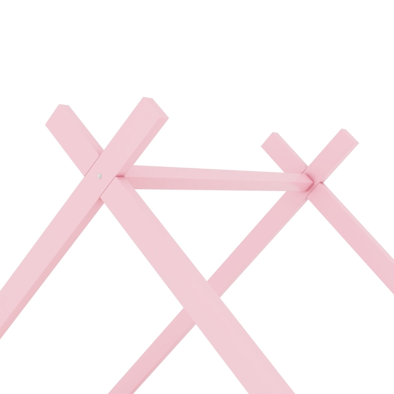 Letto per bambini a forma di casa, due cassetti sotto, senza materasso, 90×200 cm, Rosa