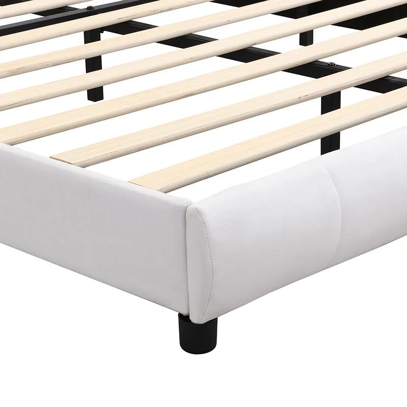 Lit rembourré 140x200 cm, Tête de lit réglable, sans matelas, Blanc