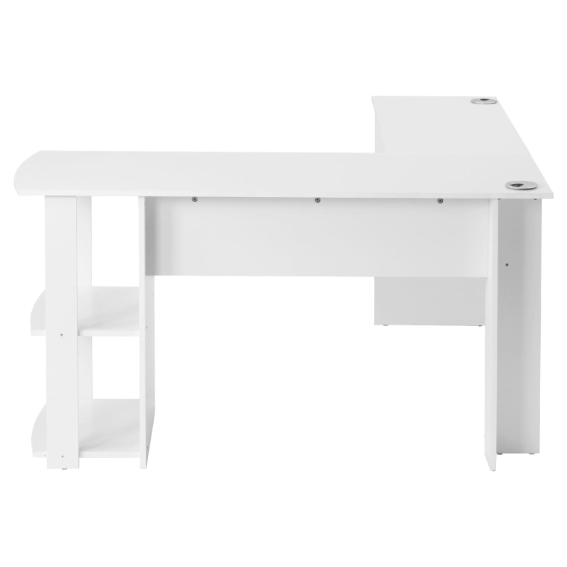 Eckschreibtisch 140 CM Computertisch, L-förmig mit 2 Ablagen, wasserabweisend und kratzfest, 140×140×75 CM, Weiß