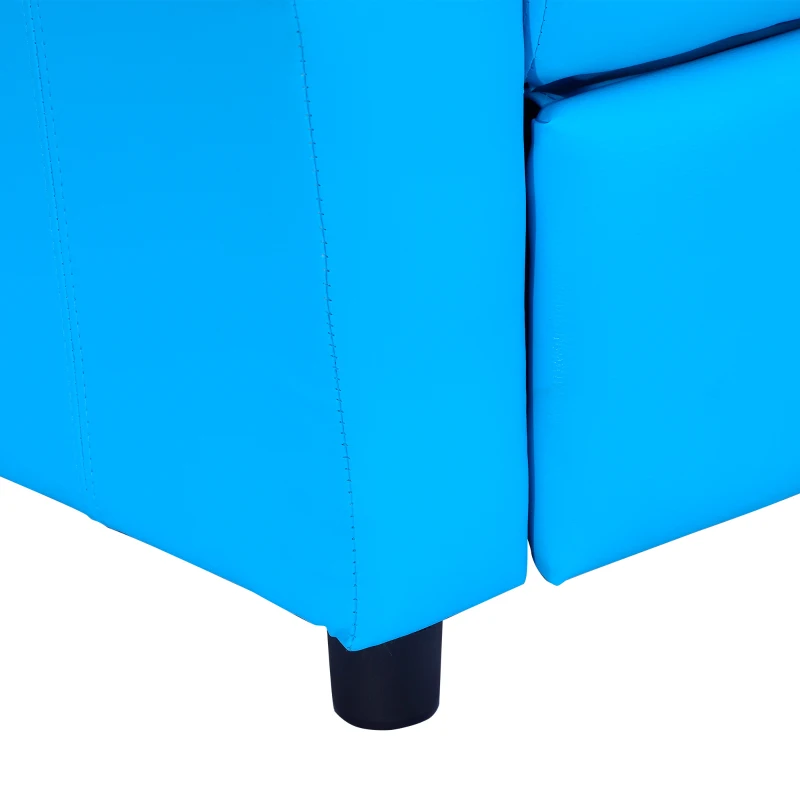 HOMCOM Kids Recliner Chair, PU Leather with Adjustable Backrest, Footrest, Padded Headrest, Blue