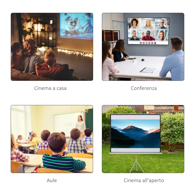 HOMCOM Schermo di Proiezione 100 Pollici con Treppiedi Formato 4:3