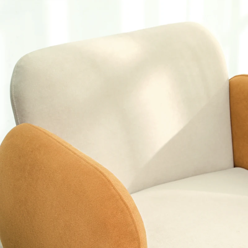 HOMCOM Poltrona Sala de Estar Poltrona para Dormitório com Apoio para os Braços e Pés de Madeira 72x87x82 cm Bege e Ocre