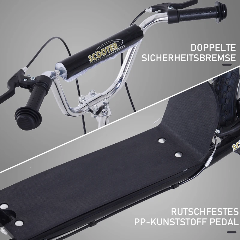 HOMCOM Hulajnoga dla dzieci 16/12 cali dzieci hulajnoga miejska roller regulowana czarna