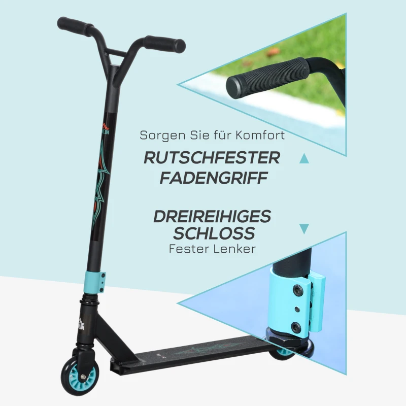 HOMCOM Profi Hulajnoga do Trików, Skuter Freestyle, Aluminium, Metal, Skóra Sztuczna, dla Dzieci i Dorosłych, Zielony
