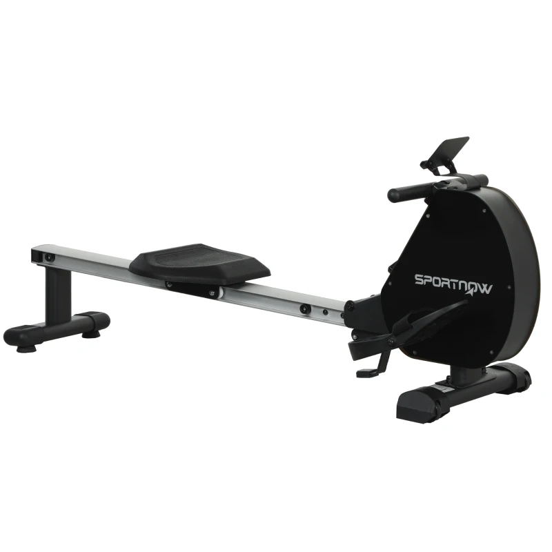 SPORTNOW Folding Rowing Machine, 16-Level Magnetic Rower Machine with Dual Aluminium Slid Rail and LCD Monitor, Vertical Storage, for Home Gym Cardio Training, 150kg Weight Capacity