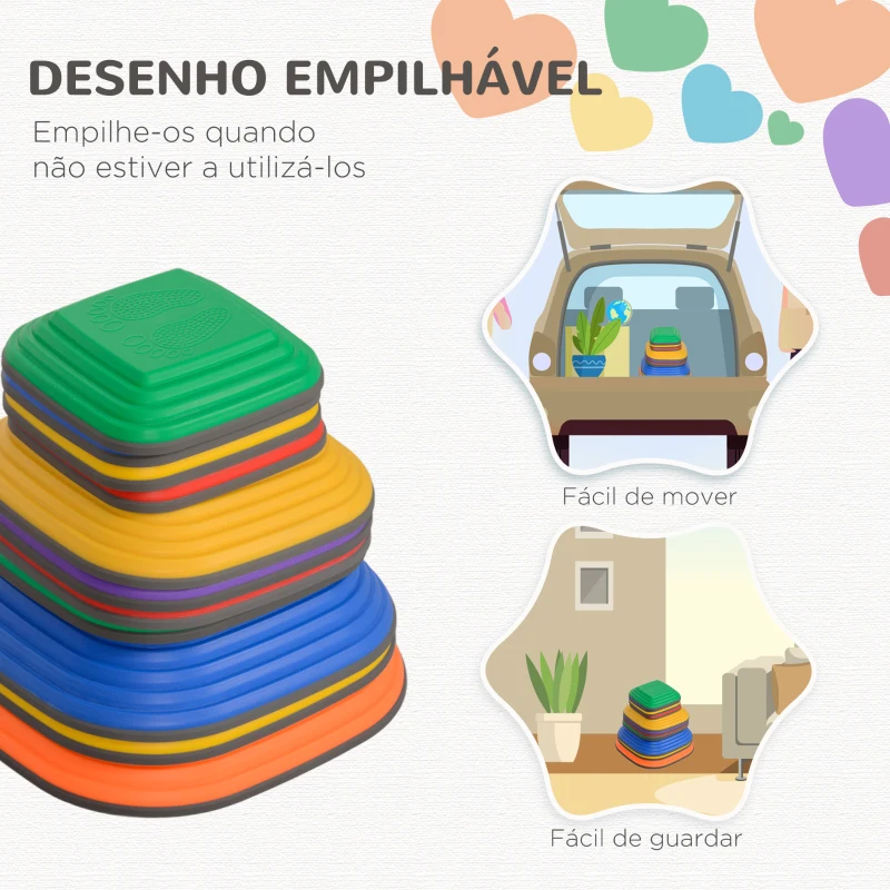 AIYAPLAY Jogo de Equilíbrio para Crianças Empilhável de 11 Peças Antiderrapante para Interior e Exterior Multicor