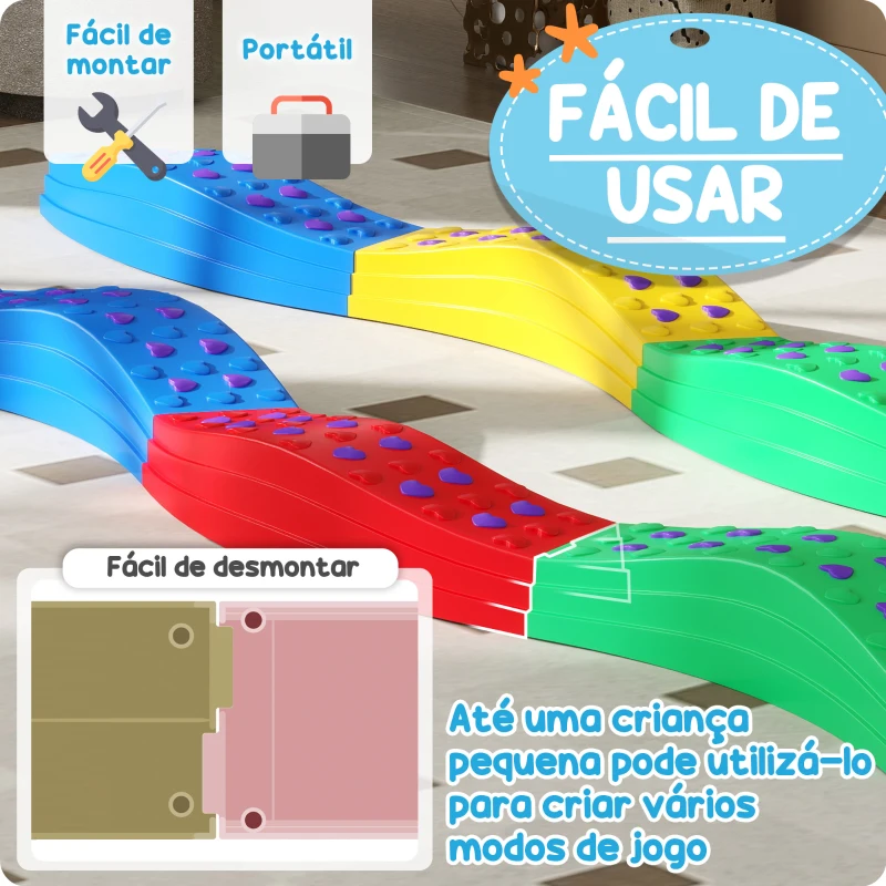 AIYAPLAY Traves de Equilíbrio para Crianças Jogo de Equilíbrio de 8 Peças em Forma de Arco Base Antiderrapante  Ø125x8 cm Multicor