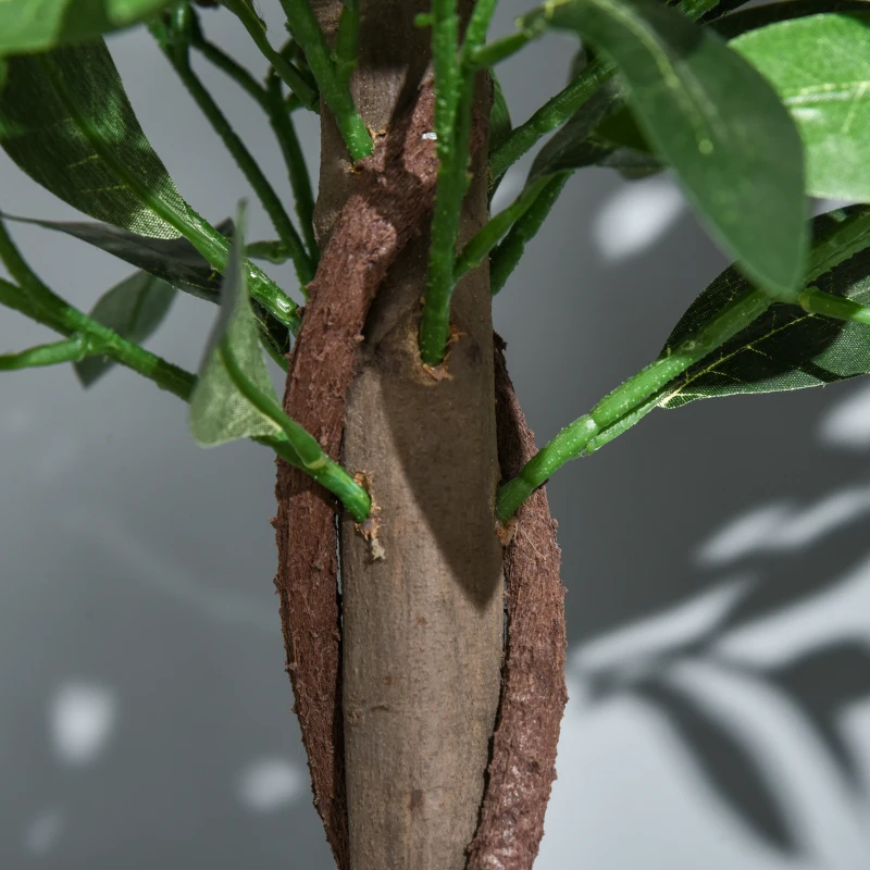 Outsunny Zestaw 2 Sztucznych Laurów, 120 cm, Sztuczne Rośliny w Cementowej Doniczce, Rośliny z Plastiku do Wnętrz i Zewnętrz, Zielone