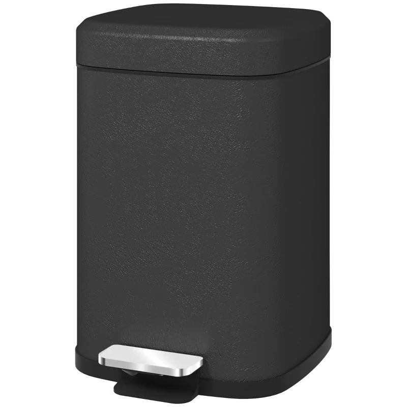 HOMCOM 12L Modern Boxy Metal Home Kitchen Bin - Black