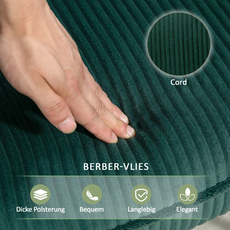 HOMCOM Schommelstoel met Beukenhouten Glijders, Dikke Bekleding, Donkergroen, tot 120 kg