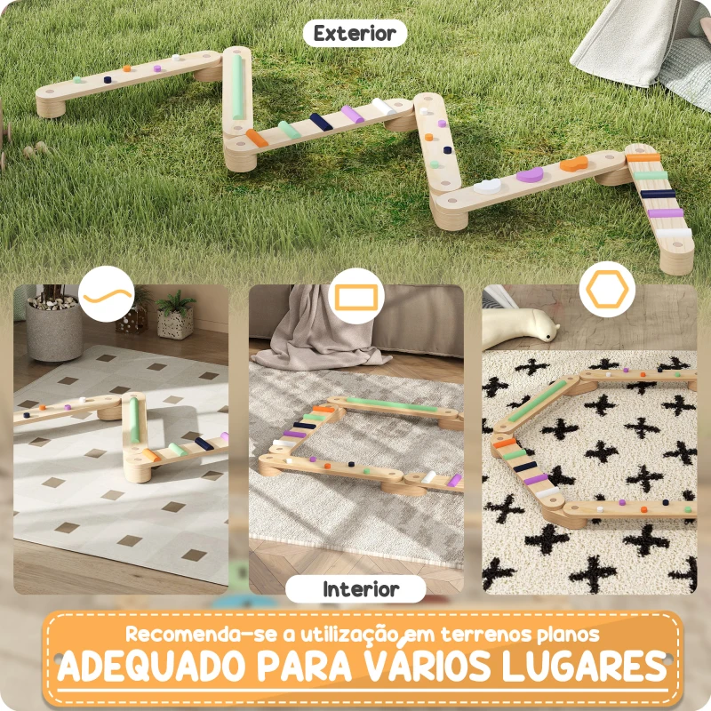 AIYAPLAY Traves de Equilíbrio Jogo de Equilíbrio de Madeira para Crianças acima de 3 Anos para Interior e Exterior Multicor