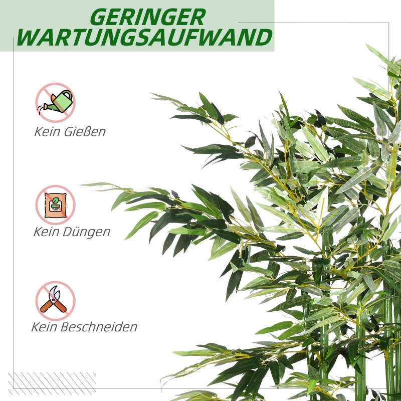 HOMCOM Kunstmatige Bamboe, Kunstplant, Decoratieplant, Echt Uiterlijk, Onderhoudsvriendelijk, Voor Thuisgebruik, 180 cm Hoog, Groen
