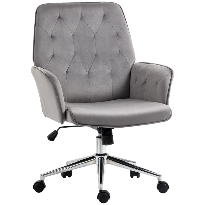 Vinsetto Linen Computer Chair with Armrest, Modern Swivel Chair with Adjustable Height, Dark Grey