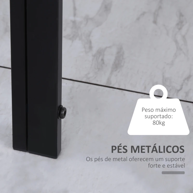HOMCOM Mesa Sala de Jantar de Cristal Mesa Retangular para 4-6 pessoas com Pés de Metal Multifuncional 120x60x75 cm Preto