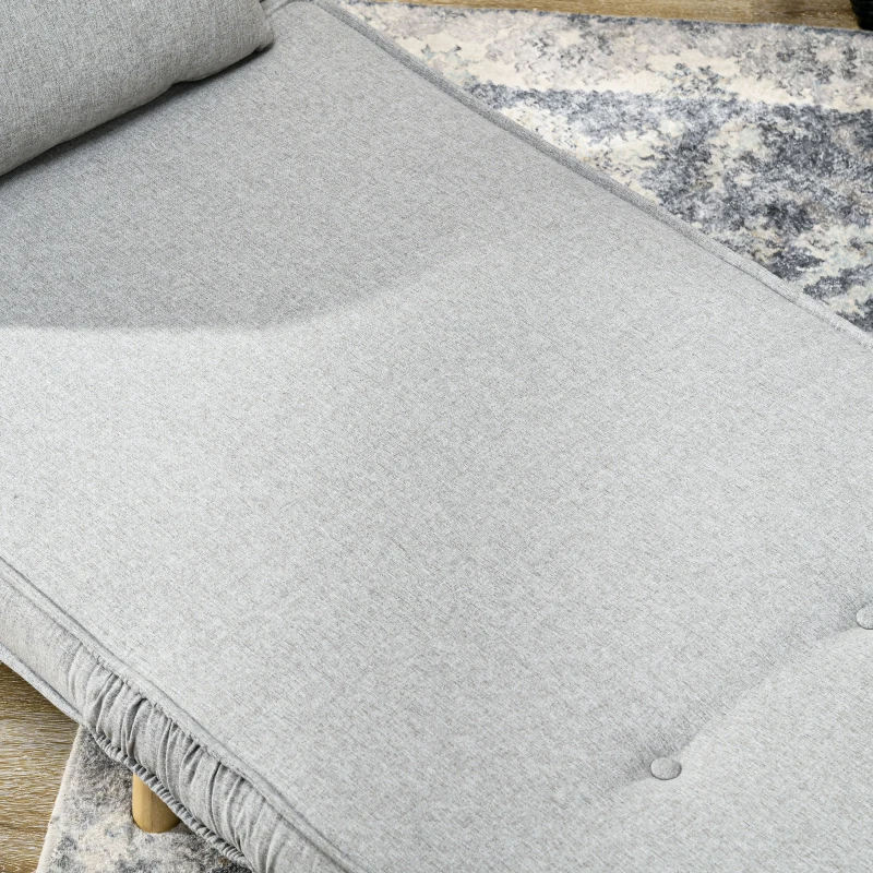 HOMCOM Poltrona 2 em 1 Sofá Cama Individual Dobrável com Encosto Ajustável e Almofada Carga 150 kg 72x78x79 cm Cinza