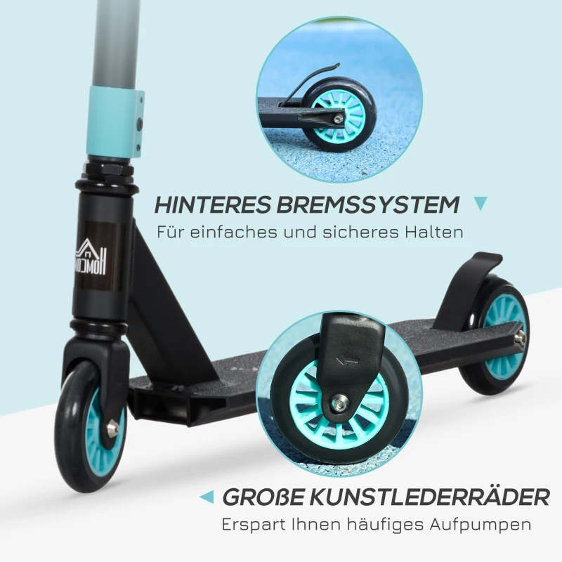 HOMCOM Profi Hulajnoga do Trików, Skuter Freestyle, Aluminium, Metal, Skóra Sztuczna, dla Dzieci i Dorosłych, Zielony