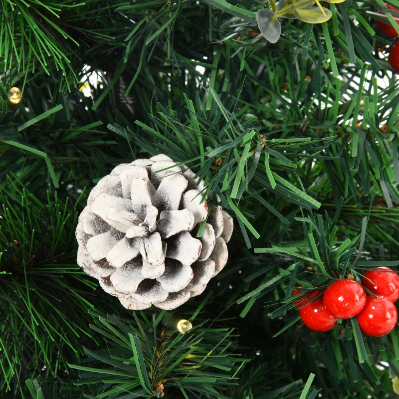 HOMCOM set van 2 kerstbomen mini kunstkerstboom met rode bessen LED IP44