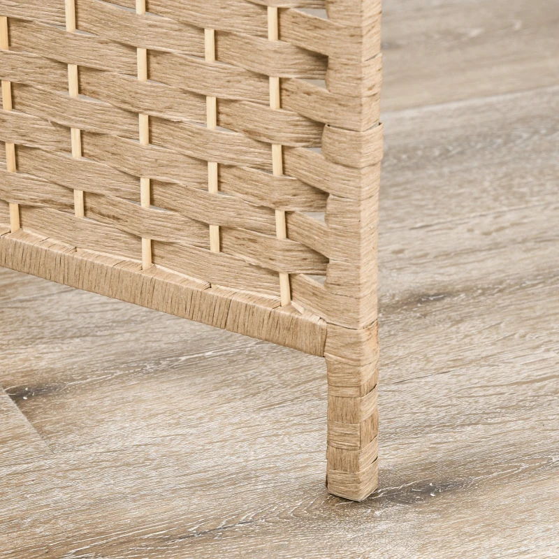 HOMCOM Biombo de 4 Painéis 160x170 cm Separador de Ambientes Dobrável com 2 Prateleiras de Exibição para Escritório Quarto Natural