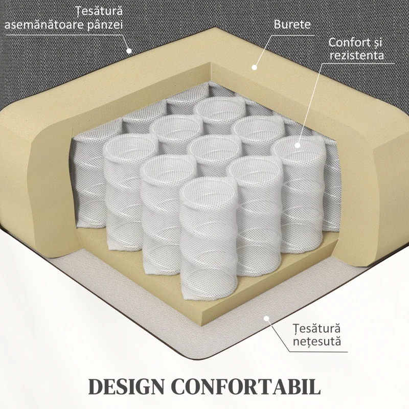 HOMCOM Fotoliu Reglabil Manual cu Suport pentru Picioare și 4 Rotile Tapițat cu Material Textil, 76x78,5x102 cm, Gri