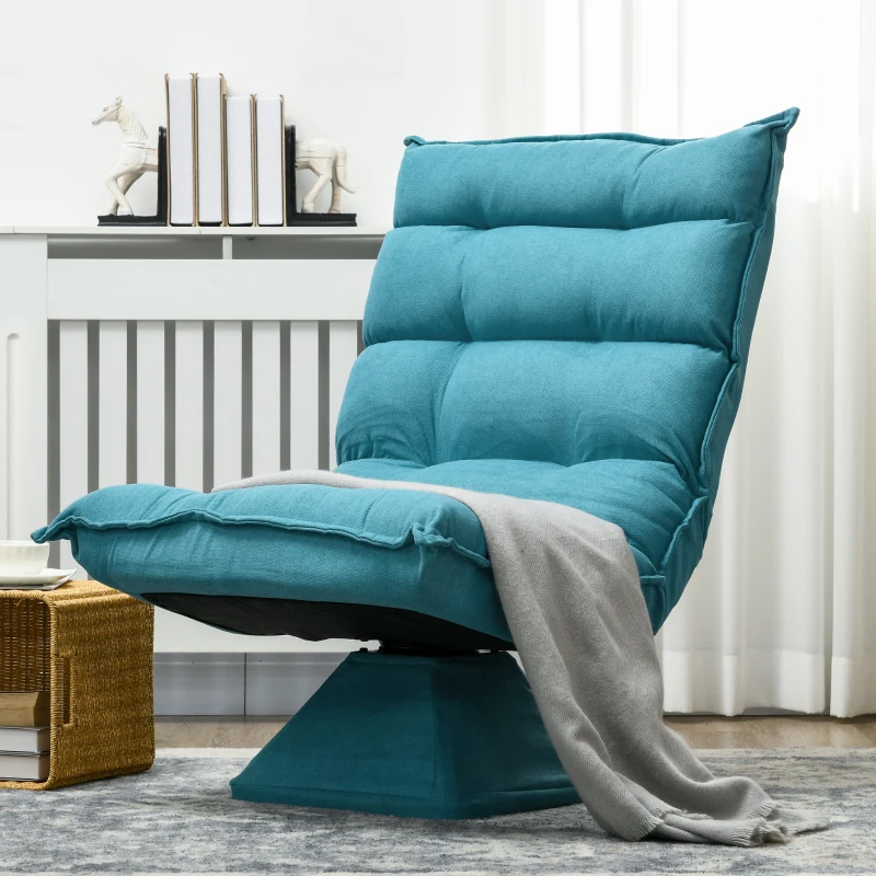 HOMCOM Relaxsessel Lesesessel, drehbar, Samtoptik, 62 cm x 70 cm x 95 cm, Blau