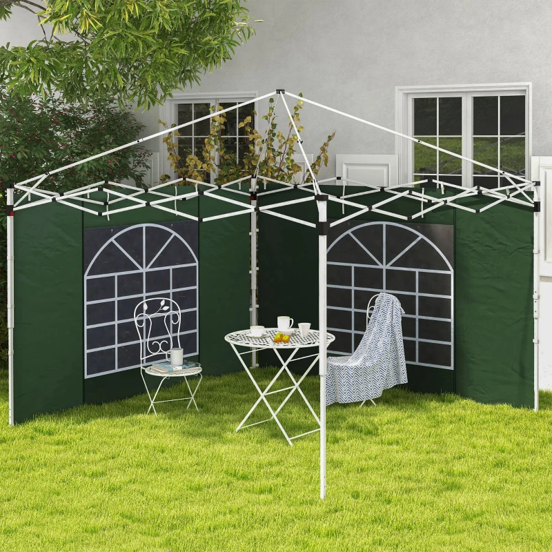 Outsunny Gazebo Side Panels, 2 Pack Sides Replacement, for 3x3(m) or 3x6m Pop Up Gazebo, with Windows and Doors, Green