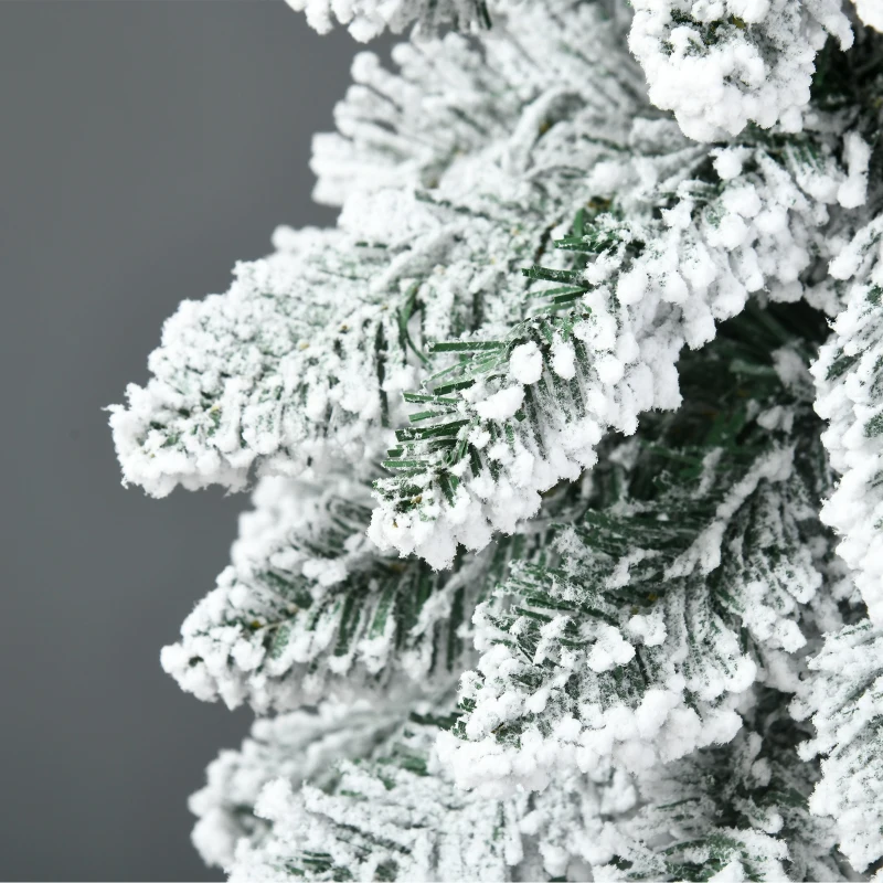 HOMCOM Árvore de Natal Artificial Nevada com 523 Ramos Suporte de Aço Dobrável Decoração para Casa Festas Ø74x180 cm Verde