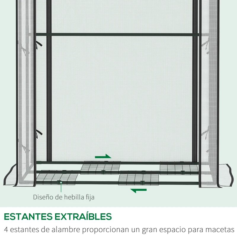 Outsunny Invernadero de Jardín Vivero Casero con Puerta Enrollable Cubierta de PE y Marco de Metal para Cultivos Plantas Tomates Terraza Patio 100x80x150 cm Transparente Blanco