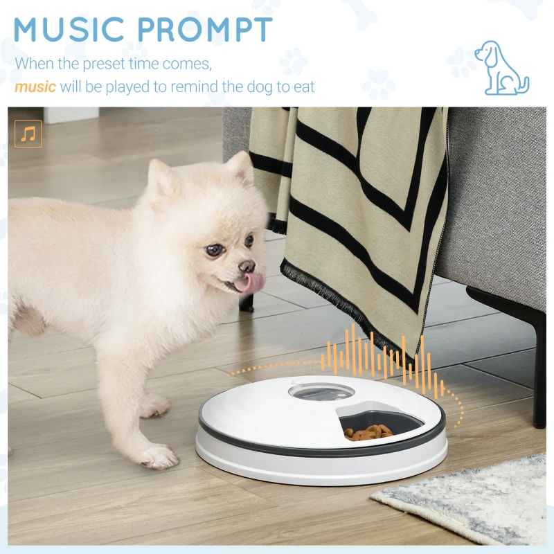 PawHut Automatic Pet Dog Cat Feeder w/ Digital Timer Six-Meal Food Dispenser