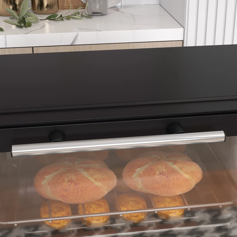 HOMCOM Mini-Oven, 9 Liter Inhoud, Temperatuur en Kooktijd Instelbaar, met Grillrek en Bakplaat, Zwart(m-9)