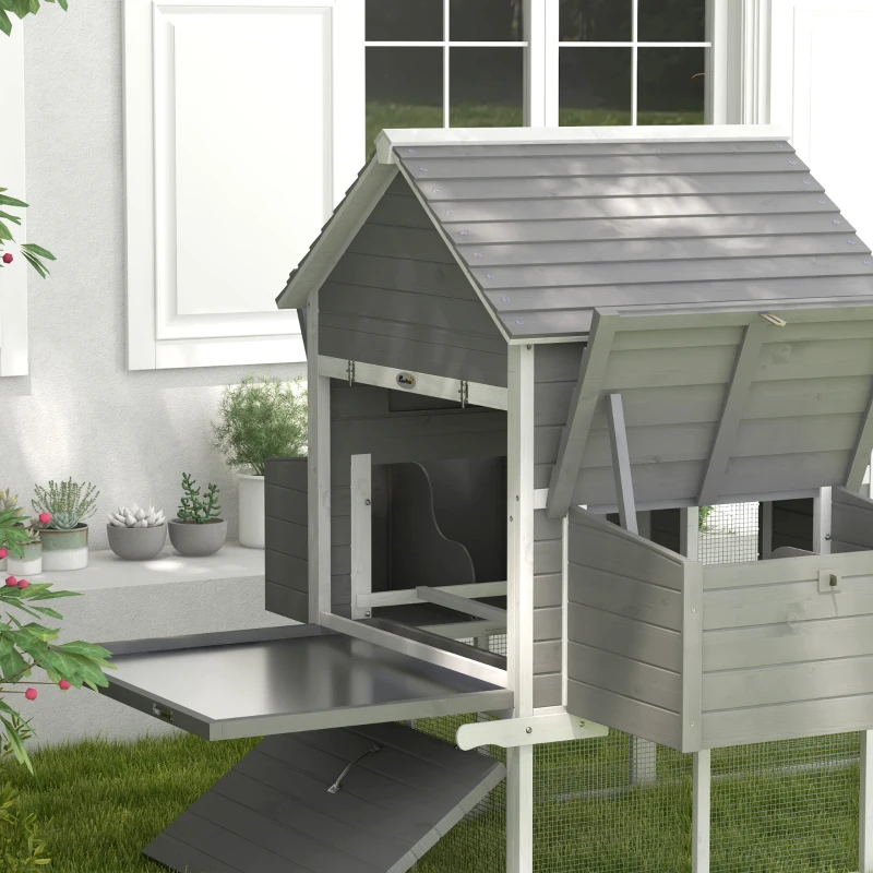 PawHut Cotet pentru Gaini Ouatoare pentru Exterior, Adapost cu Rampa si Zona imprejmuita, 310 cm(m-8)