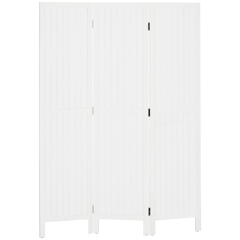 HOMCOM Biombo 3 Painéis Separador de Ambientes Dobrável 120x1,8x170 cm Painel de Privacidade Estilo Rústico Branco