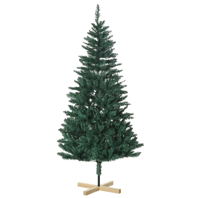 HOMCOM Árvore de Natal Artificial 180 cm com 536 Ramos e Base Cruzada de Madeira Decoração para Interiores Ø90x180 cm Verde