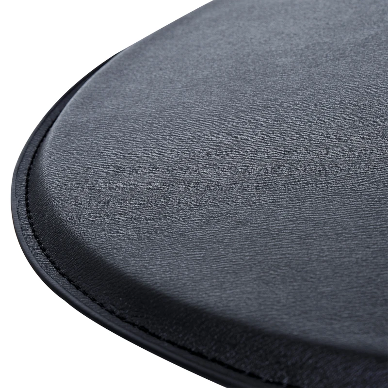 HOMCOM Adjustable Round Bistro Bar Table with PVC Leather Top Steel Base Home Kitchen Dining Desk  Black