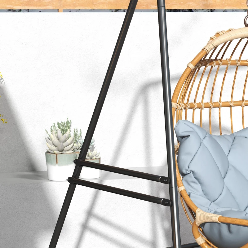 Outsunny Suporte para Cadeira Suspensa 130 cm Suporte para Baloiço com Estrutura em Aço Capacidade 150 kg para Pátio Jardim Preto