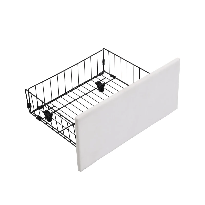Lit rembourré avec coffre de rangement hydraulique et trois tiroirs, sommier à lattes, sans matelas, 180×200 cm, Blanc