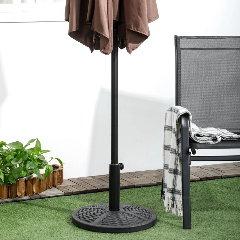 Outsunny Base de Chapéu de Sol Redonda Suporte para Chapéu de Sol Preenchido de Cimento Peso 9,5 kg para Mastros de Ø38/48 mm Preto