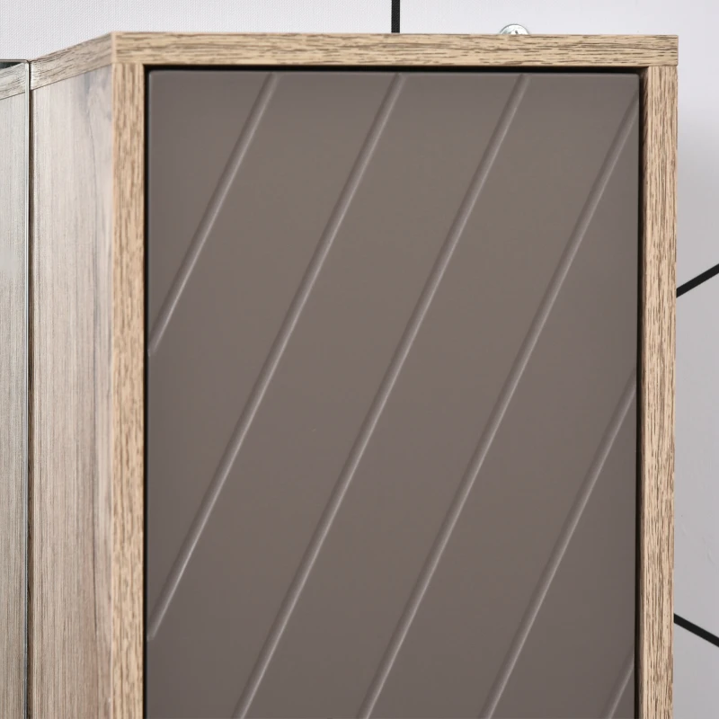 HOMCOM Conjunto de 1 Mueble para Debajo del Lavabo 1 Armario de Baño con Espejo y 1 Columna de Baño Roble y Gris