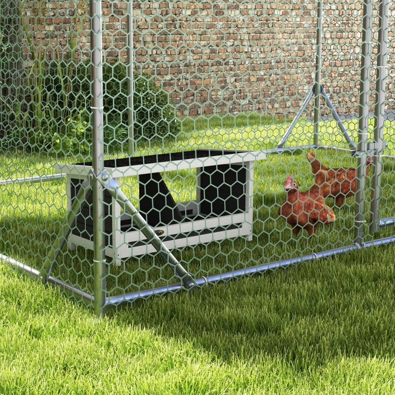 PawHut Ninho para Galinhas de Madeira Caixa para 2 Galinhas com Telhado Asfáltico para Interior e Exterior 66x37x34 cm Cinza